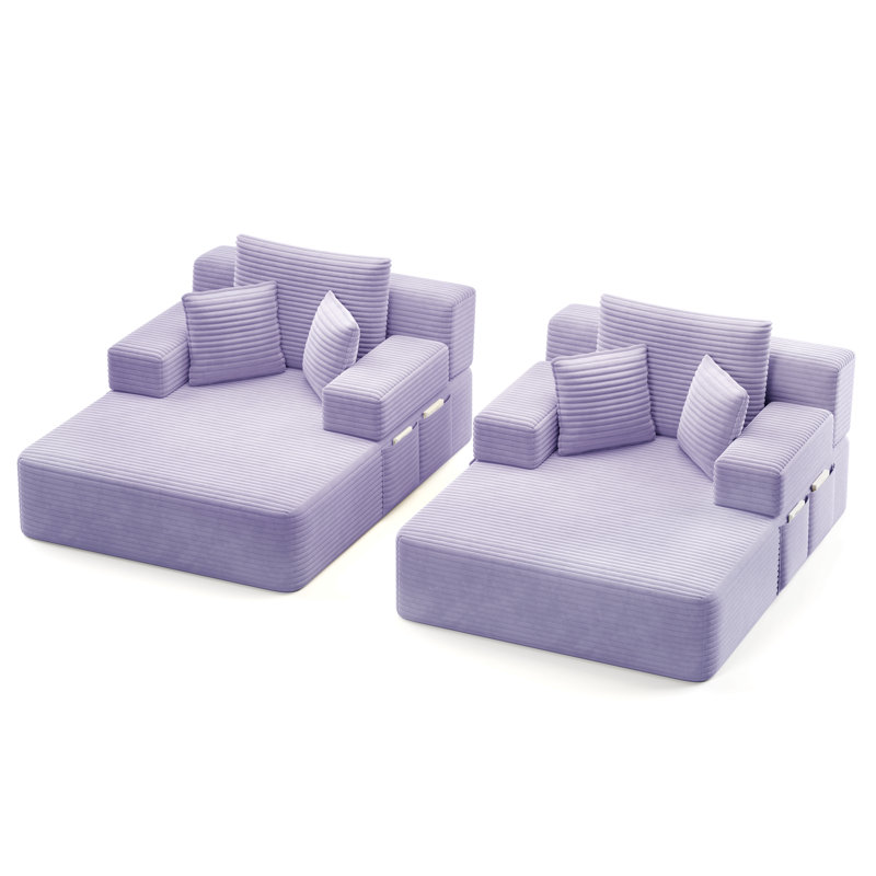 Canapé-lit double surdimensionné en velours côtelé moelleux, canapé-lit convertible avec poches de rangement, 3 coussins moelleux, canapé sans cadre multifonctionnel pour appartement, cinéma maison, dortoir