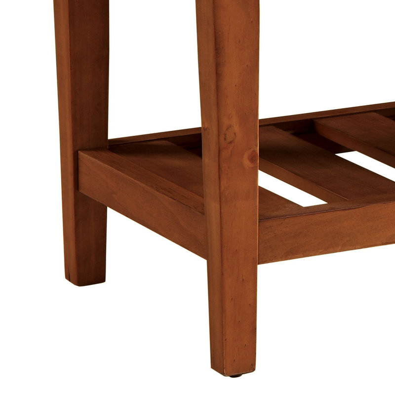 Warwickshire 40" Modern Tufted Storage Bench with Slatted Shelf - Soft Polyester Upholstery & Solid Oak Tapered Legs, Walnut