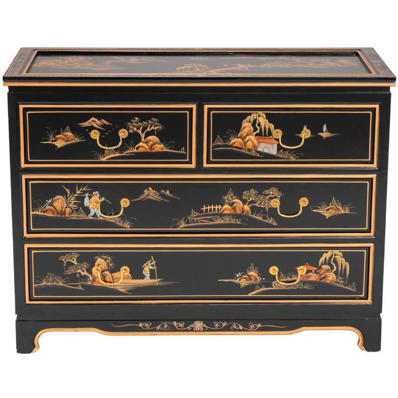 Commode en bois massif à 4 tiroirs Abigailgrace
