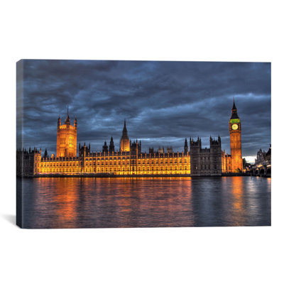 "Politique britannique, le Parlement et l'horloge de Big Ben", reproduction de photo sur toile