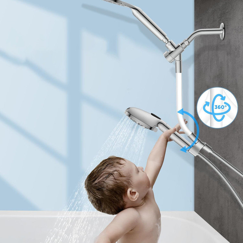 8'' Chrome Dual Filtered Rain Shower Head Combo with Handheld