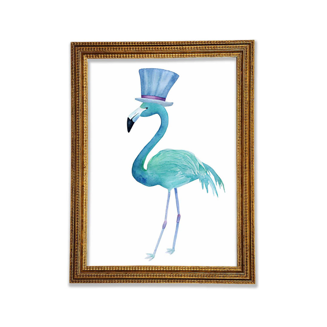 Gerahmtes Leinwandbild Flamingo Top Hat