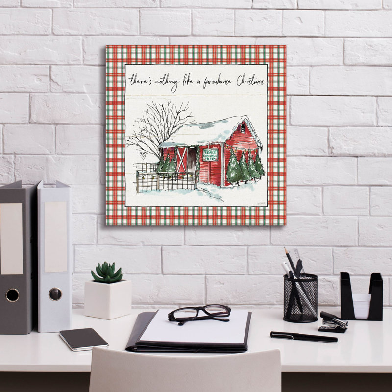 «Holiday On The Farm 4 Plaid» par Anne Tavoletti, art mural sur toile, 18 po x 18 po, H 18 po x l 18 po