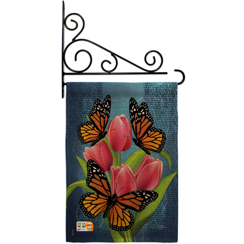 Monarch Butterflies Multicolor Polyester Garden Flag Set