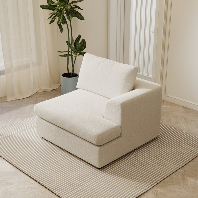 Fauteuil d'appoint modulaire gauche Akshata Boucle, Blanc