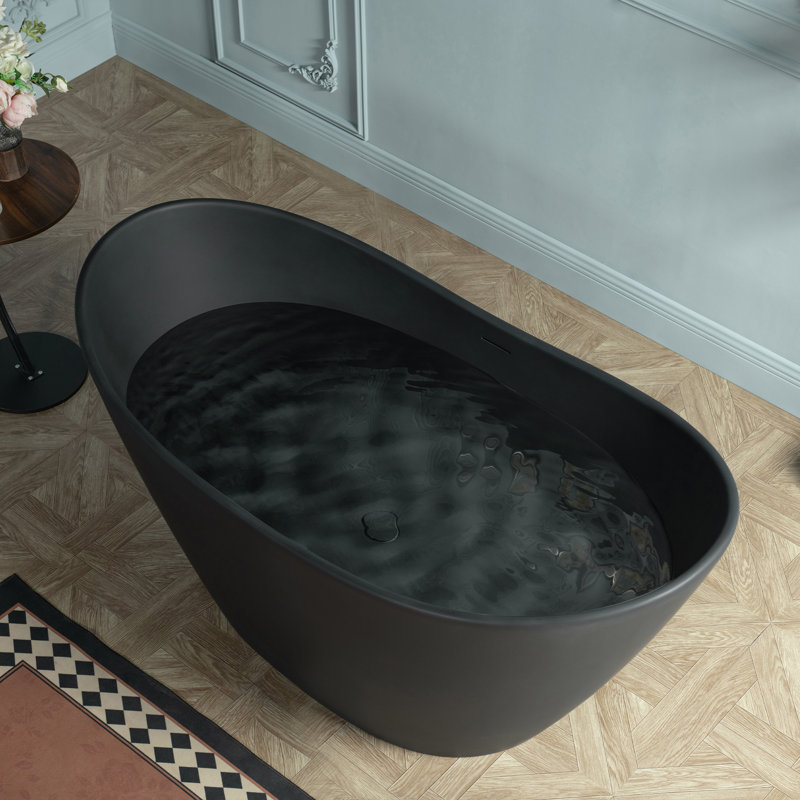 Baignoire autoportante 59 po 59 po, Noir mat, H 27,5 po x L 59 po x l 29,13 po