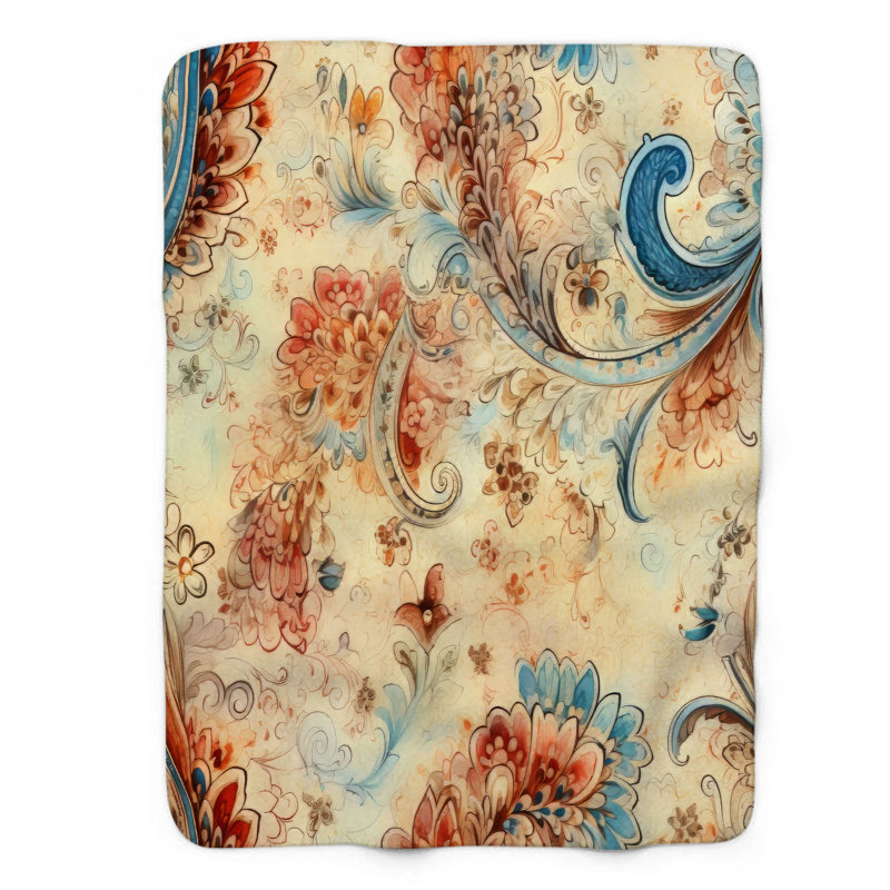 Motifs aquarelles - couverture Sherpa de qualité supérieure 1 pièce, Lit simple