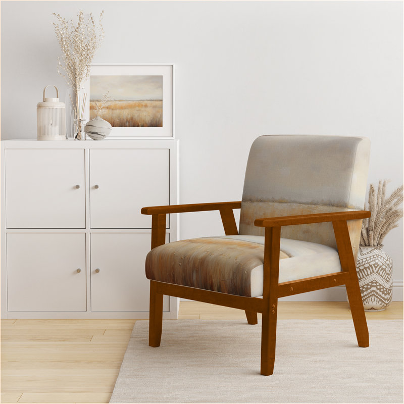 Chaise avec accoudoirs rembourrée Meadow Grasslands Minimalisme I, Accoudoirs carrés bruns