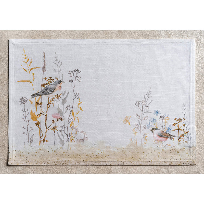 Maison d'Hermine Meadow Florals - Ensemble de 4 napperons beiges 100 % coton - 33 x 48 cm