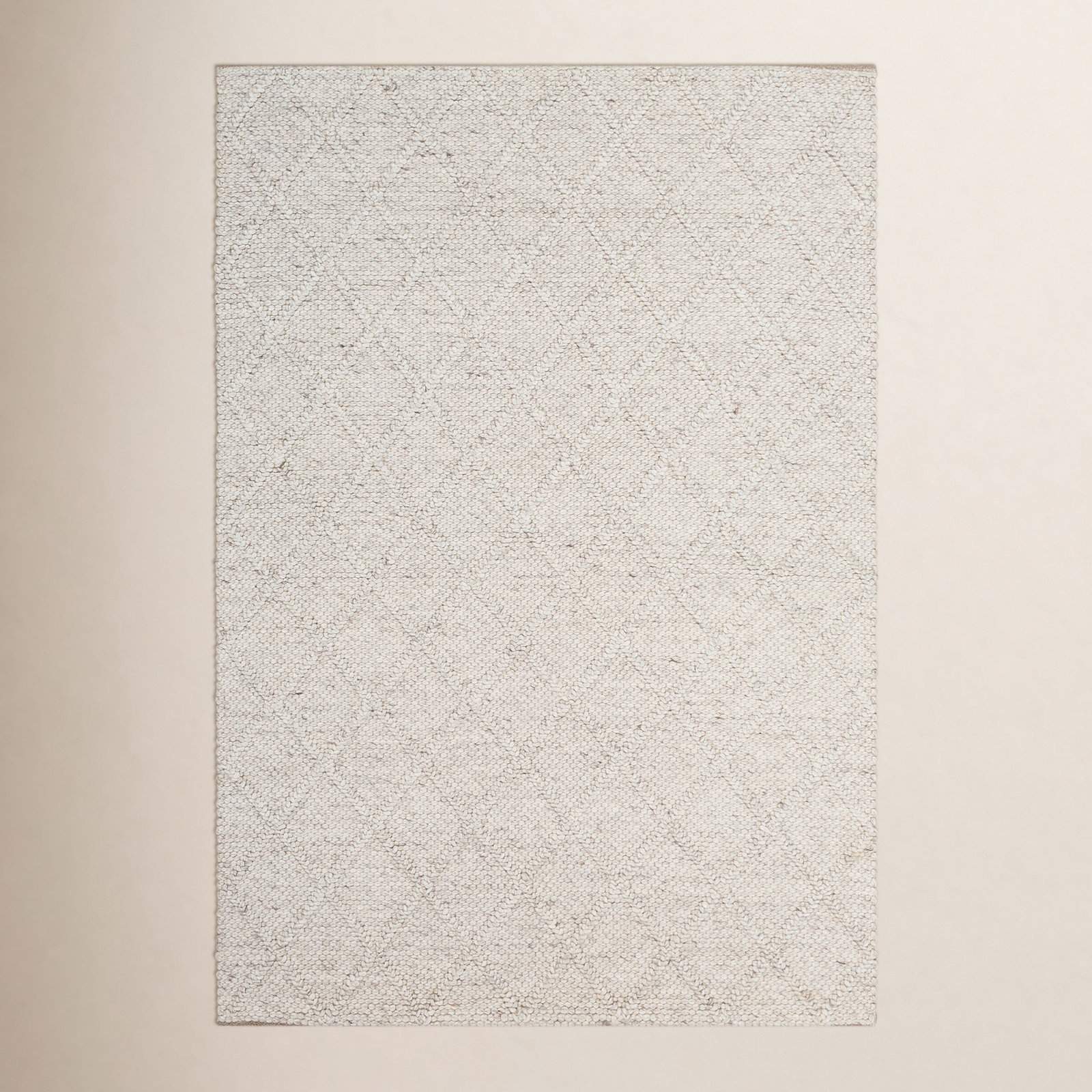 White Flatweave Geometric Rug, Rectangle 6' x 9'