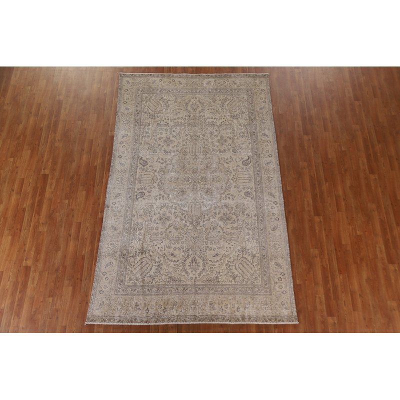 Tapis Tabriz patiné délavé noué à la main 6 x 10