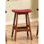 2 chaises de cuisine en bois massif de style Mid-Century moderne, finition noyer et siège en similicuir rouge pour tabourets de comptoir (paire), avec