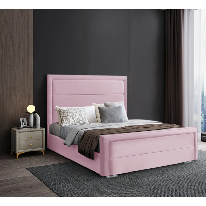 Barnebas Upholstered Bed, Small Double (4'), Pink