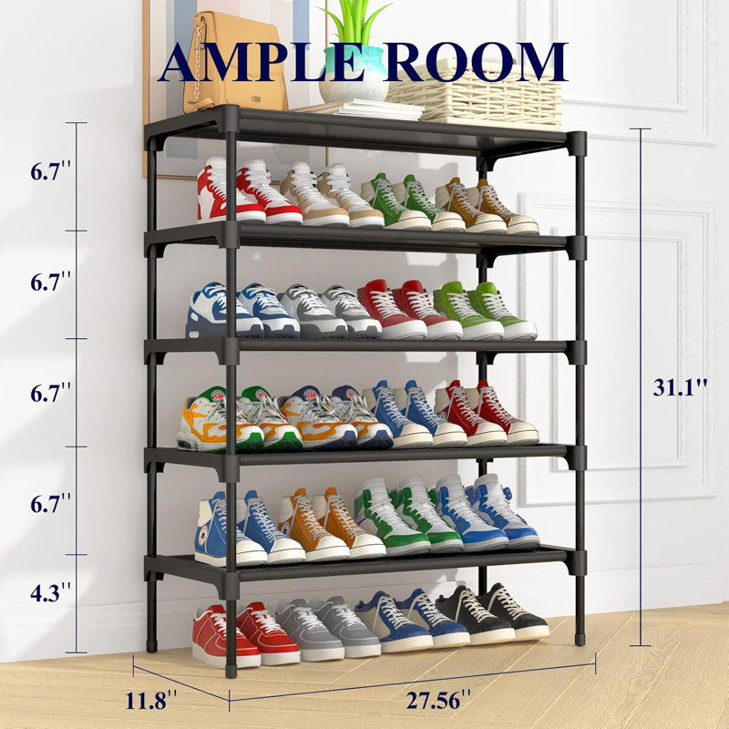 Étagère à chaussures de qualité supérieure non tissée - Organisateur de chaussures robuste et durable pour placard, entrée, garage et couloir, étagères à chaussures longues empilables