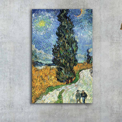 Superbe peinture décorative sur toile Van Gogh, 17,7 po x 27,6 po | 100% toile de suède, cadre 100% bois (épaisseur: 1,2 po) | Parfait pour la décoration intérieure, les amateurs d'art et les idées de cadeaux uniques, design élégant et intemporel