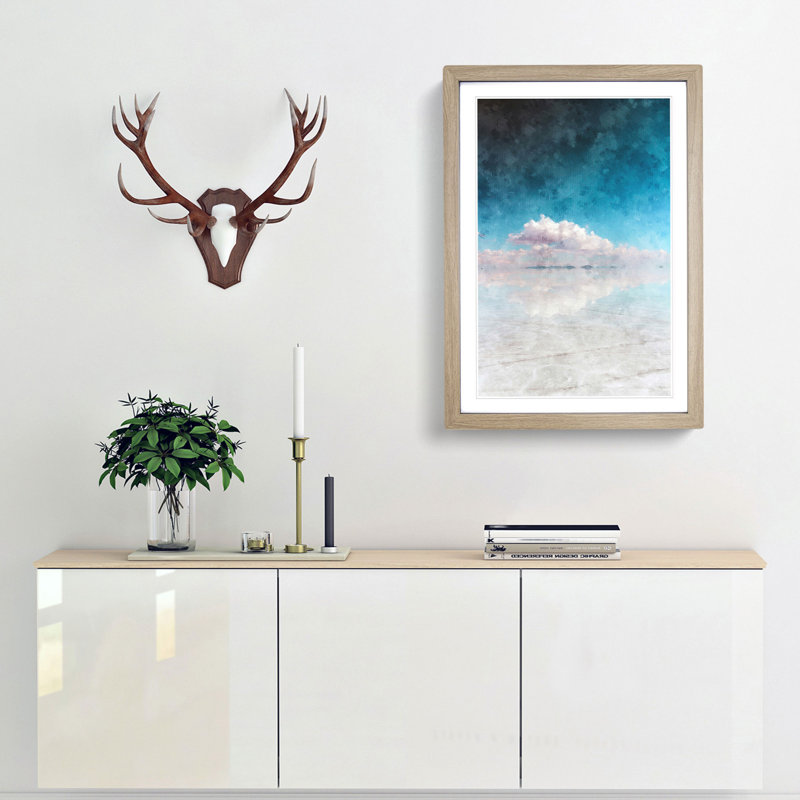 Salar de Uyuni Salt Flat in Bolivia Abstract - Picture Frame Graphic Art Print, 33cm H x 24cm W x 2cm D, Oak Framed