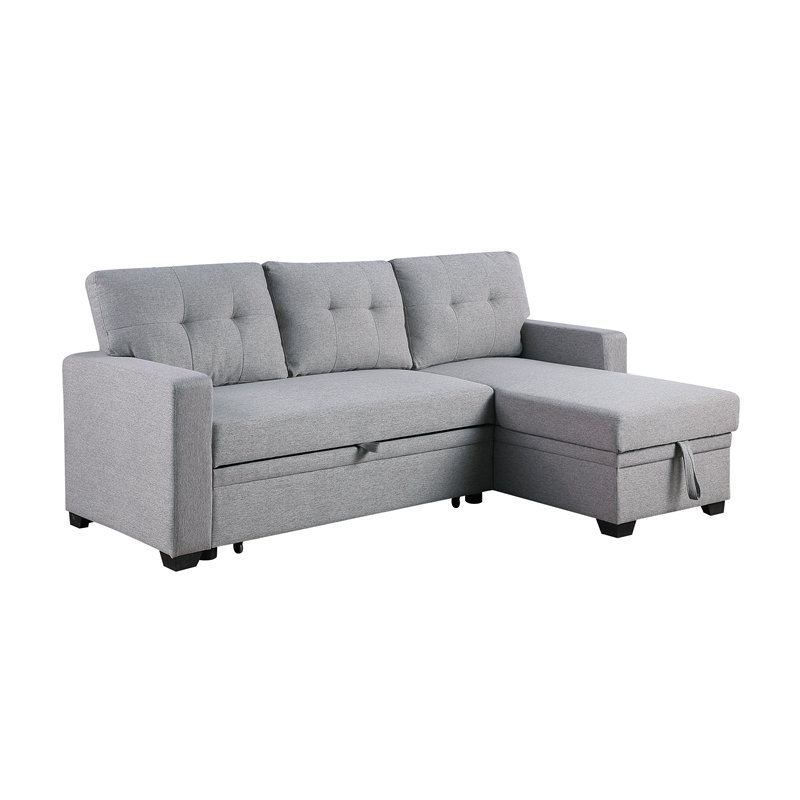 Upholstered Pull out Sectional Sofa with Chaise