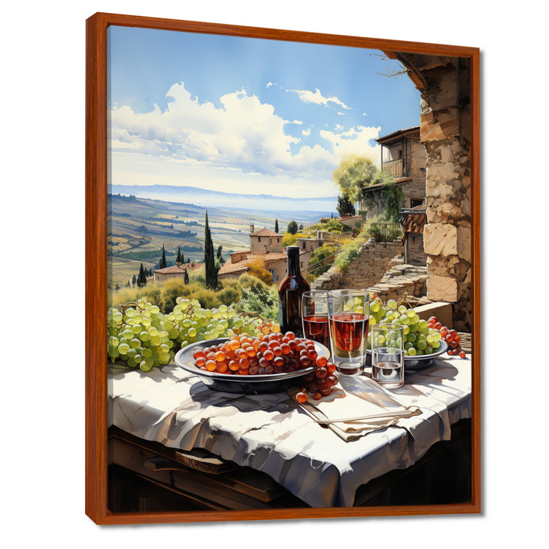 Vineyard Rendezvous In Rioja II, 32" H x 16" W x 1" D, Brown Floater Framed
