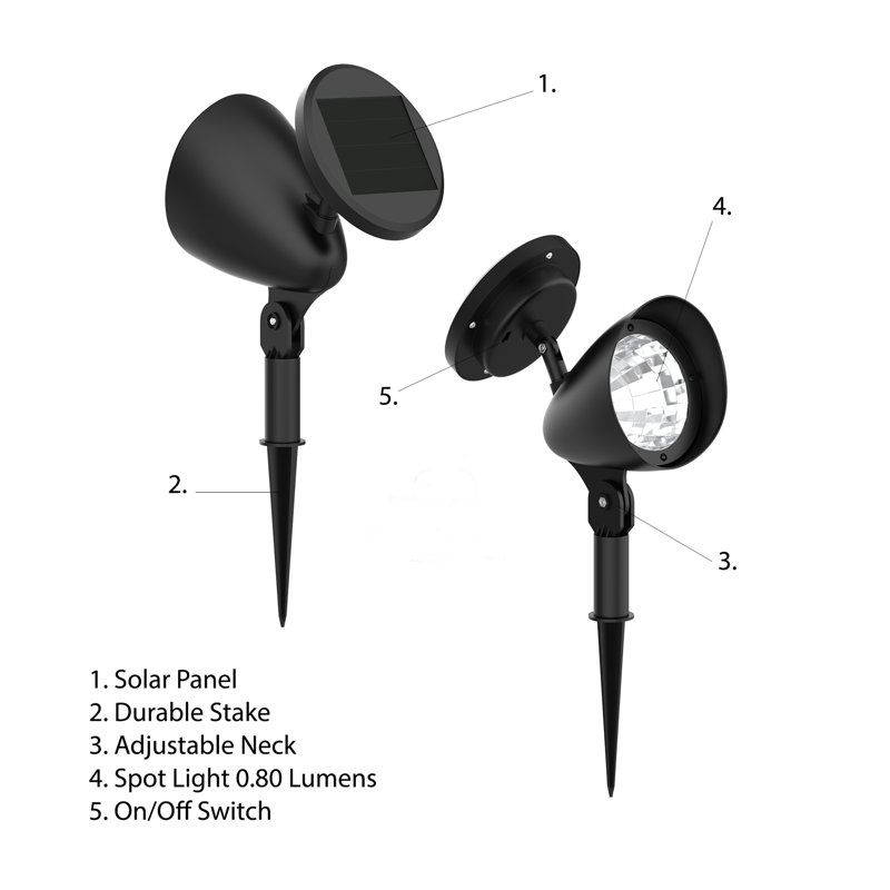 Black Weather-Resistant LED Solar Outdoor Pathway Lights, 4-Pack