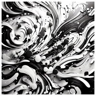 Édredon noir et blanc à tourbillons abstraits