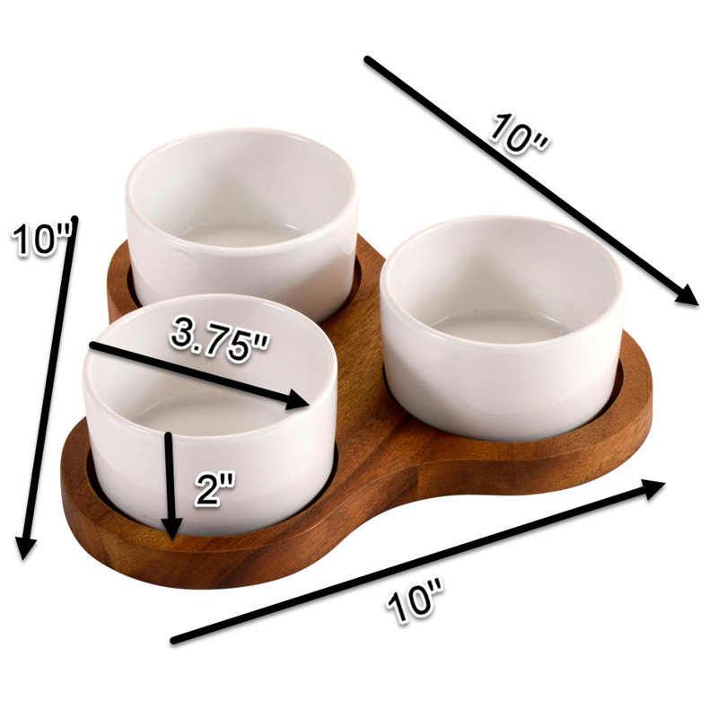 Ensemble de service triangulaire Kalmar Home avec 3 plats en céramique blancs avec couvercle
