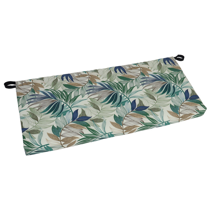 Outdoor Loveseat Cushion, Tan/Green/Oasis Chambray Floral, 45" W x 19" D
