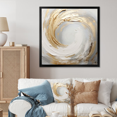 Gold And White Soft Wave Vortex III - Abstract Spirals Wall Art