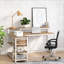 Bureau en L réversible - Bureau d'ordinateur d'angle avec support pour moniteur surélevé et tiroirs de rangement-814850266