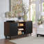 Buffet Mid-Century 59 po avec 7 tablettes réglables noires Duane-91028890