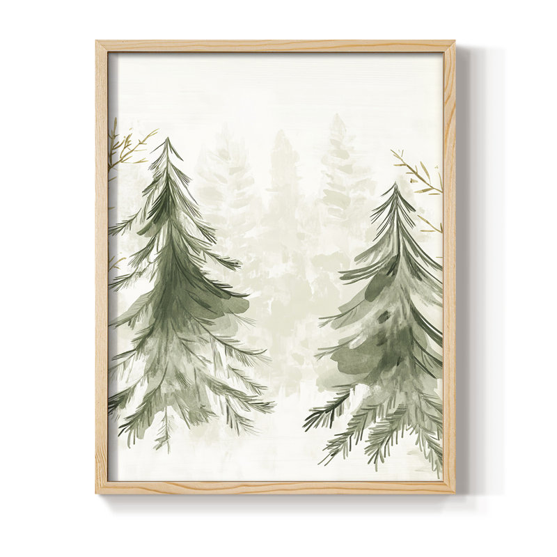 «Christmas Holiday Art», reproduction encadrée en bois massif, H 21 po x l 17 po, Naturel
