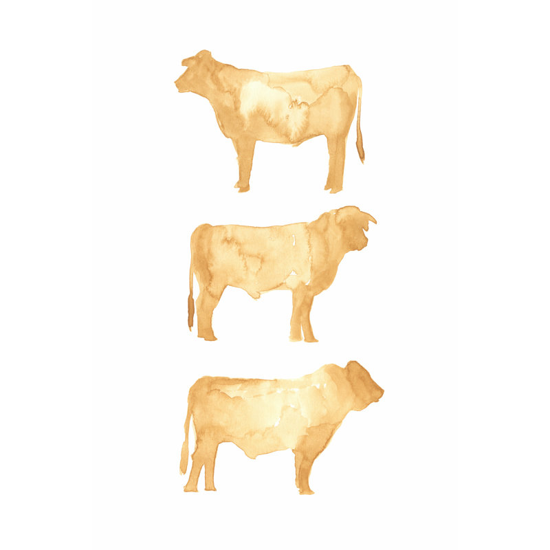 Hereford Trio I by Jacob Green - Wrapped Canvas Painting, Black Floater Framed, 30cm H x 20cm W