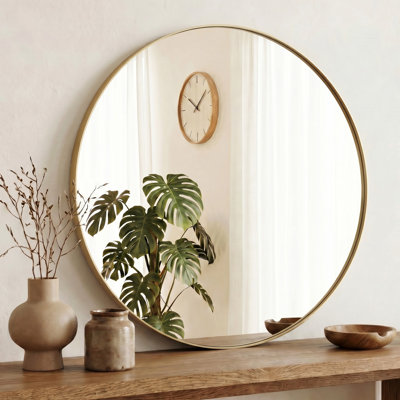 Miroir mural rond en aluminium, miroir circulaire moderne pour meuble-lavabo, entrée, salon