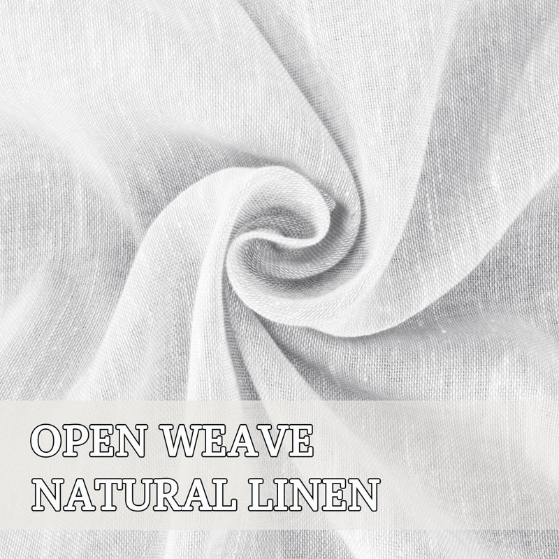 Dawan Natural Linen Sheer Curtains Flax Linen Blended Curtain Panels Living Room Solid Semi-Sheer Grommet Semitransparent Semi-Sheer Soft Privacy Drapes