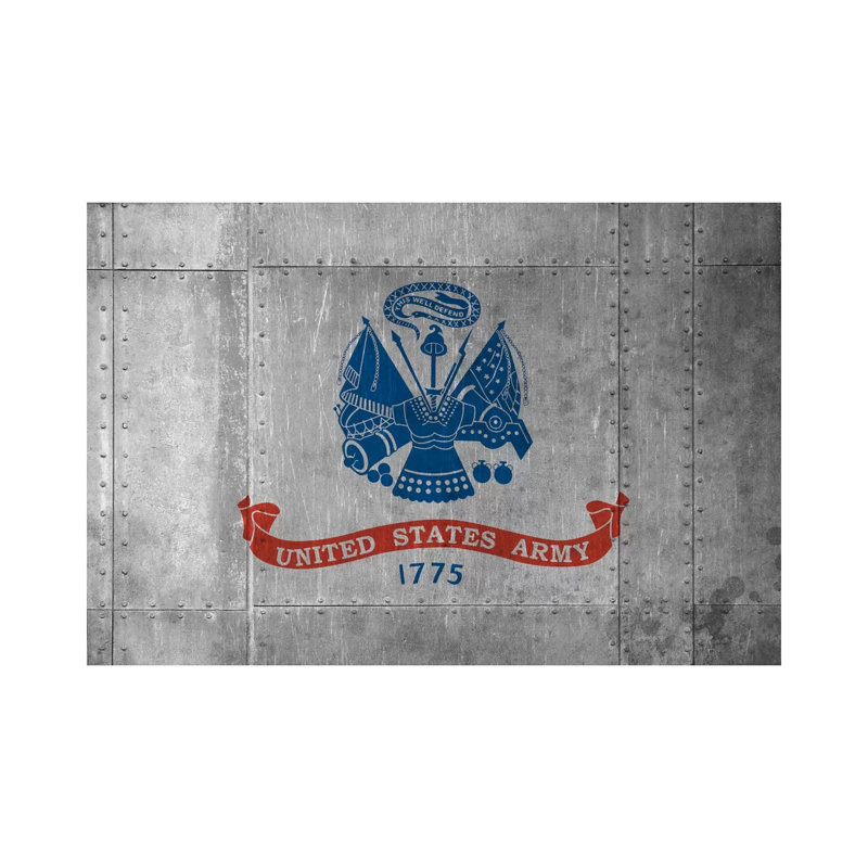 U.S. Army Flag (Riveted Metal Background) II by ICanvas - Wrapped Canvas Print, 20.32 cm H x 30.48 cm W