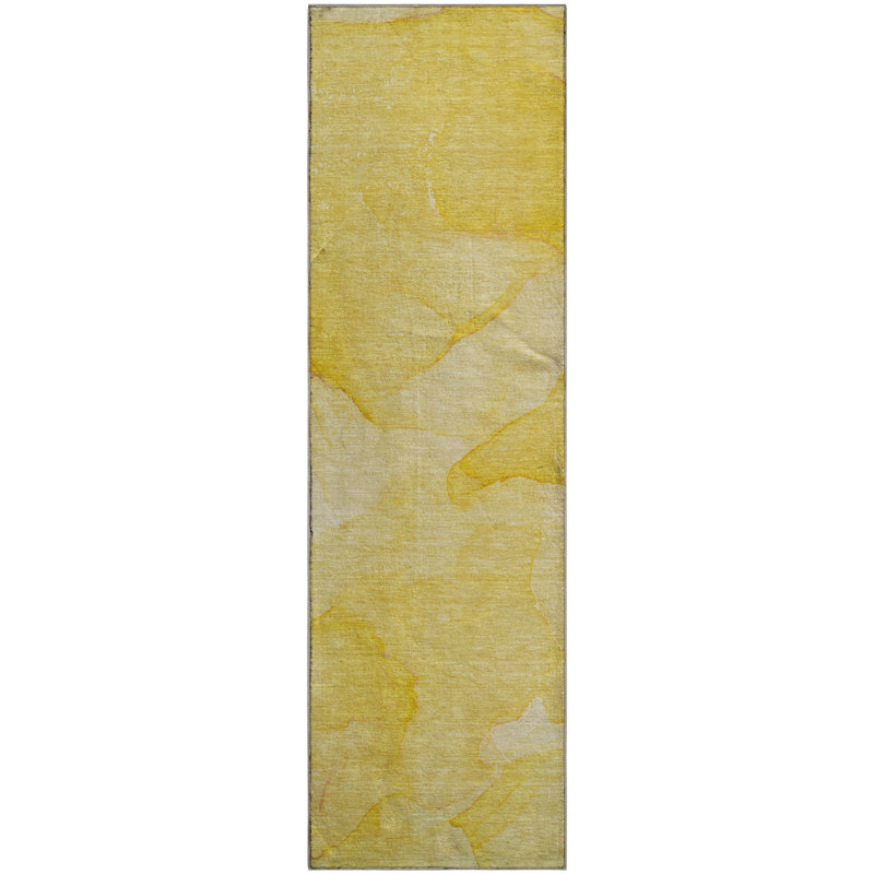 Premium Machine Washable Cerrito AMF509 Gold Rug, Runner 2'3" x 7'6"