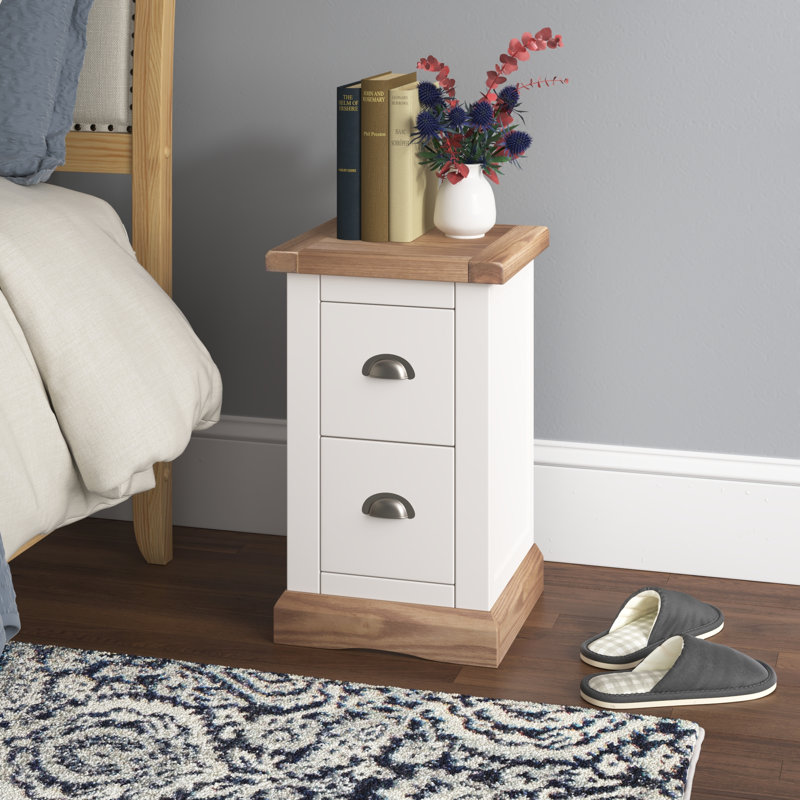 Pittsford 35cm W Plywood / Laminate Board Bedside Table, Chrome Cup, White