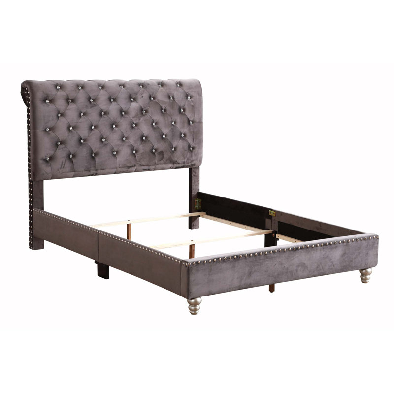 Kailyn Upholstered Sleigh Bed, Queen, Black