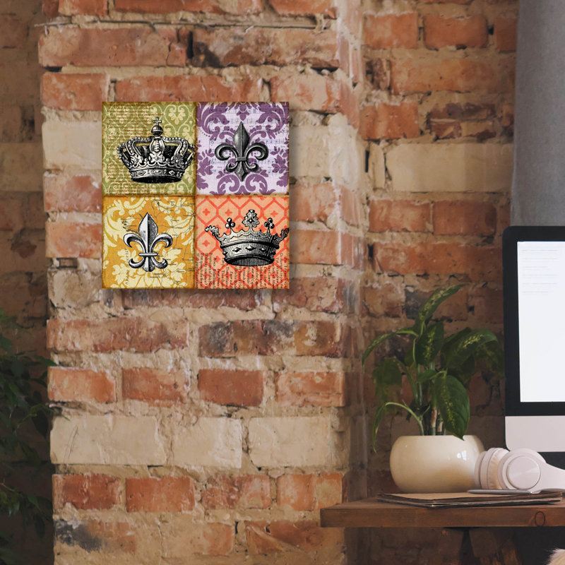 «Crown And Fleur» par Art Licensing Studio, art mural sur toile, H 12 po x l 12 po