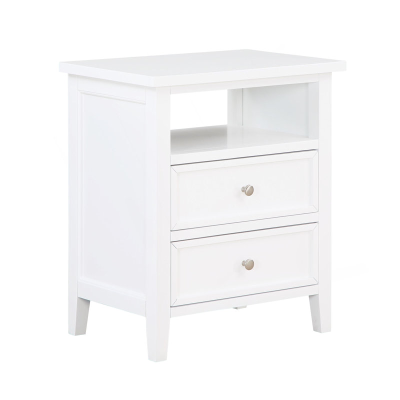 Table de chevet 2 tiroirs Weston White, Blanc