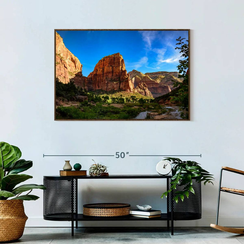Journée ensoleillée à Angels Landing, Cadre flottant noyer, H 43 po x l 29 po
