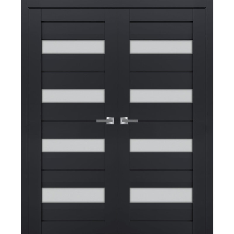 Portes françaises en bois givré Veregio, Antracite, 56 po x 80 po