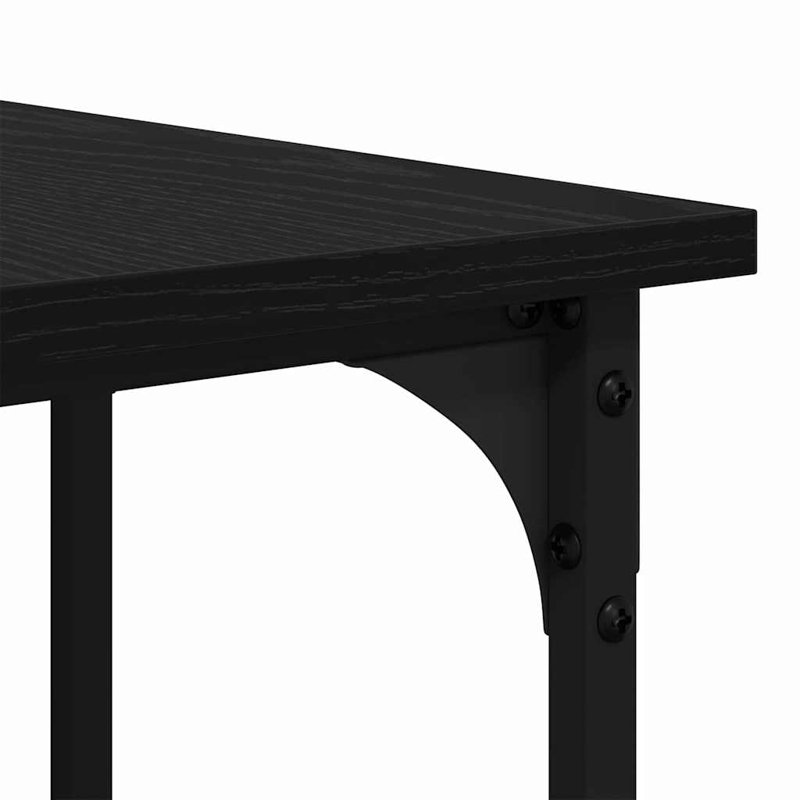 L-Shaped Steel Computer Desk, Black Oak