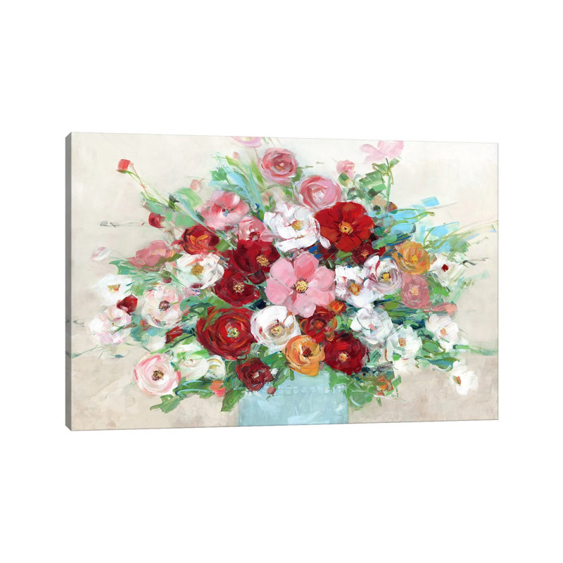 «Confetti Flowers» par Sally Swatland - reproduction d'art, Toile tendue, H 8 po x l 12 po x P 0,75 po, Pas de tapis