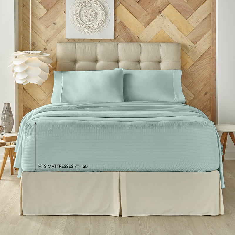 Royal Fit Sheet Set, King Sheet Set + Fitted Sheet + 2 Pillowcases, Seafoam