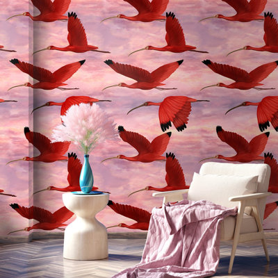 Pink Ibis Bird Tropical Wallpaper