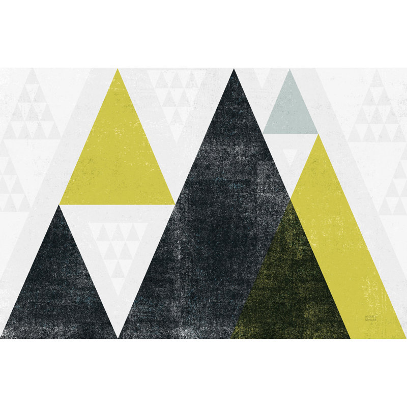 Mod Triangles I Yellow Black by Michael Mullan - No Frame Painting on Canvas, 81cm H x 122cm W x 3.8cm D
