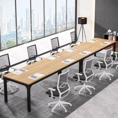 Tellaro 13FT Conference Table, Meeting Tables with Engineered Wood and Metal Legs