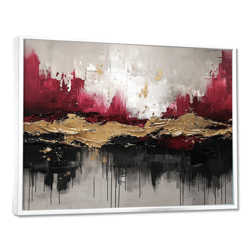 Nowshin - Abstract Wall Art, H 12 po x l 20 po, Impression encadrée flottante, Blanc