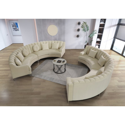 Steubenville Velvet Curved Sectional Symmetrical