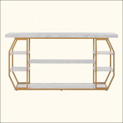 Grande console moderne à 3 niveaux en marbre